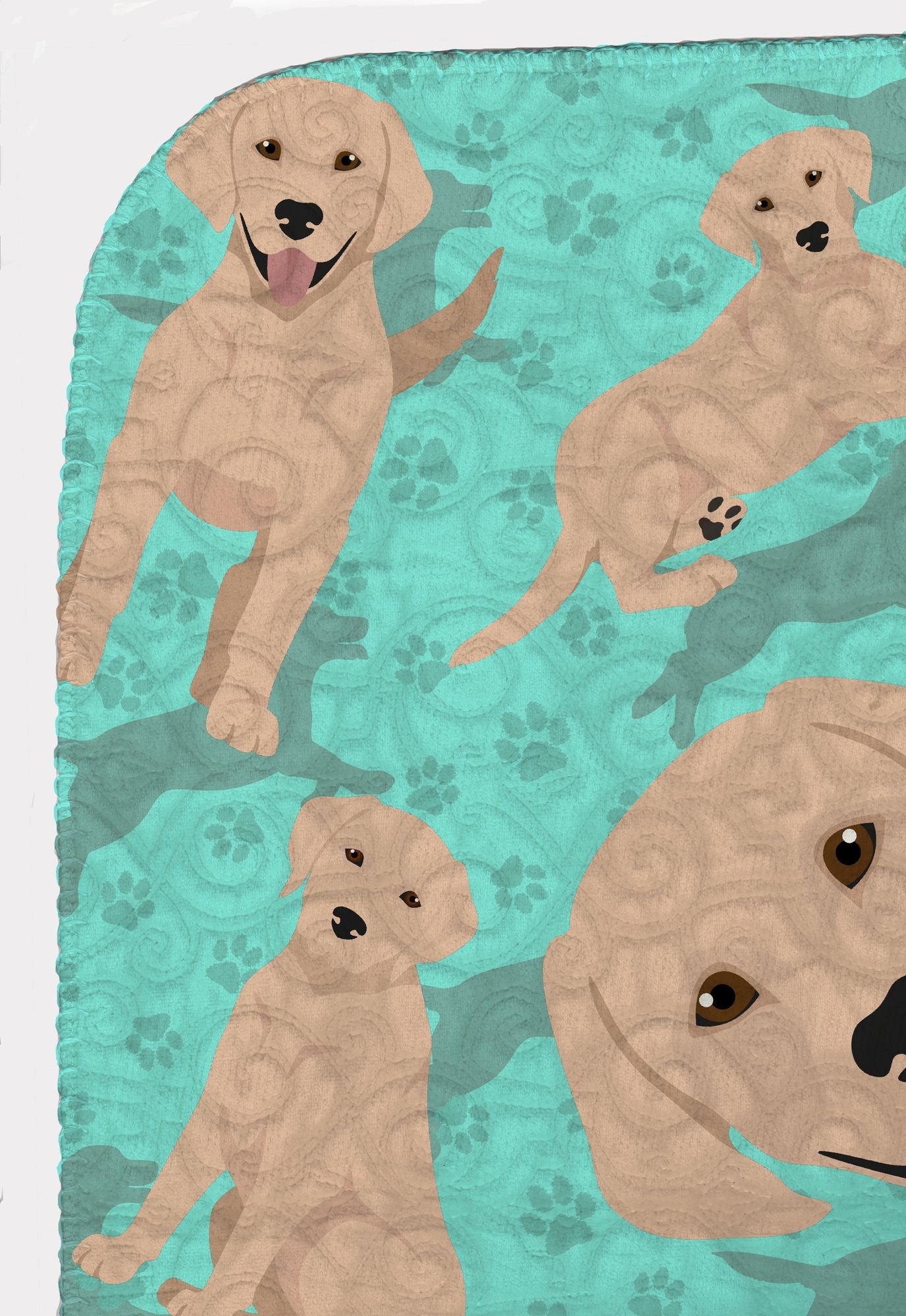Yellow Labrador Retriever Quilted Blanket 50x60 Artwork Pattern Quilted Throw Blanket for Bed, Couch, Sofa, Soft and Lightweight