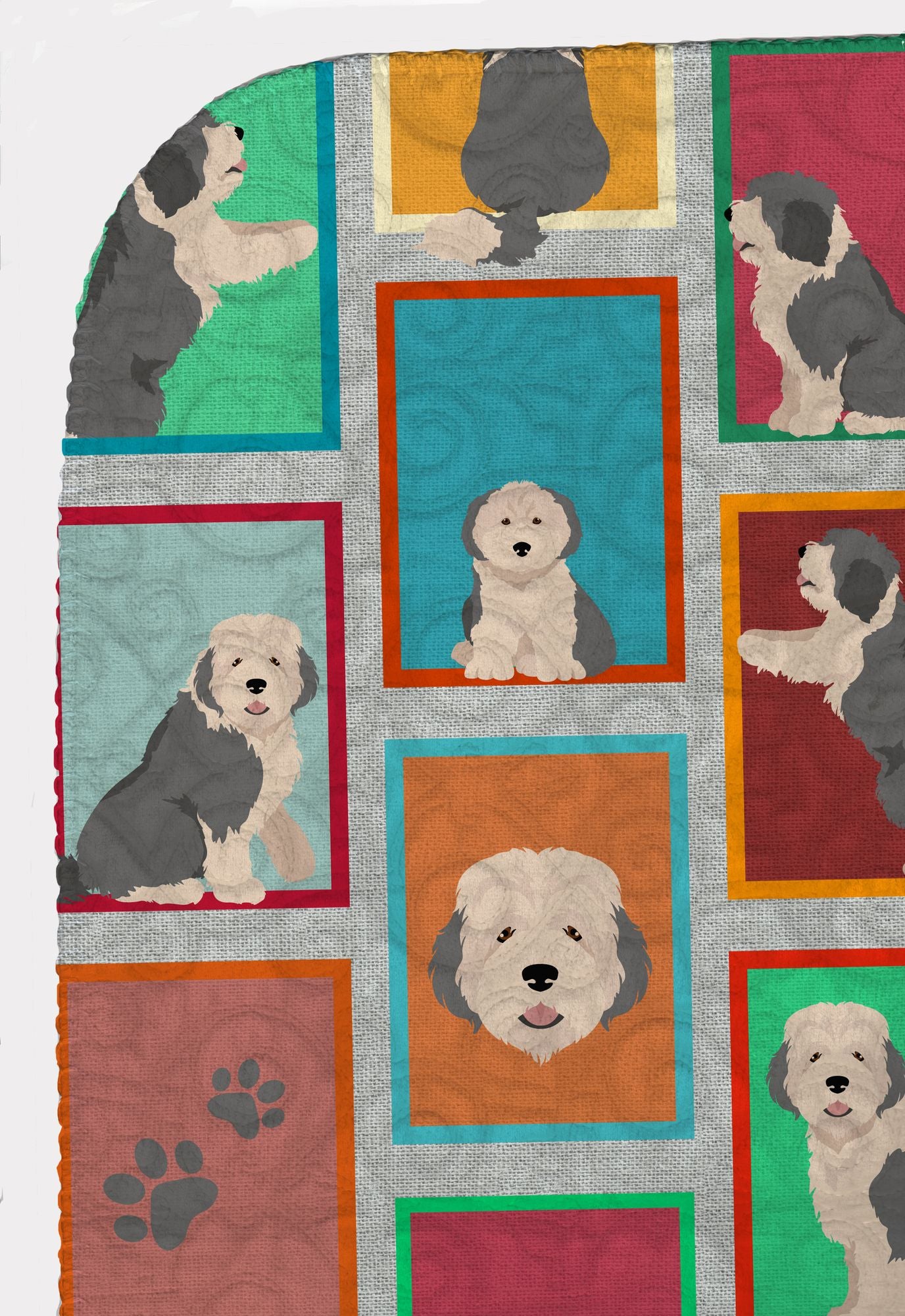 Lots of Old English Sheepdog Quilted Blanket 50x60 Artwork Pattern Quilted Throw Blanket for Bed, Couch, Sofa, Soft and Lightweight