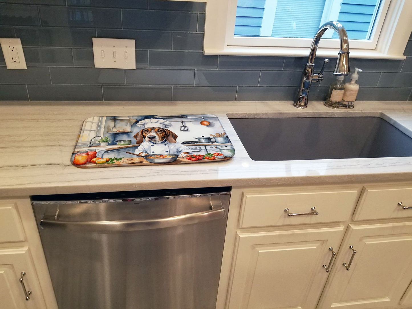 American English Coonhound The Chef Dish Drying Mat Absorbent Dish Drying Mat Pad for Kitchen Counter Dish Drainer Mat for Countertop, 14 x 21", Multicolor