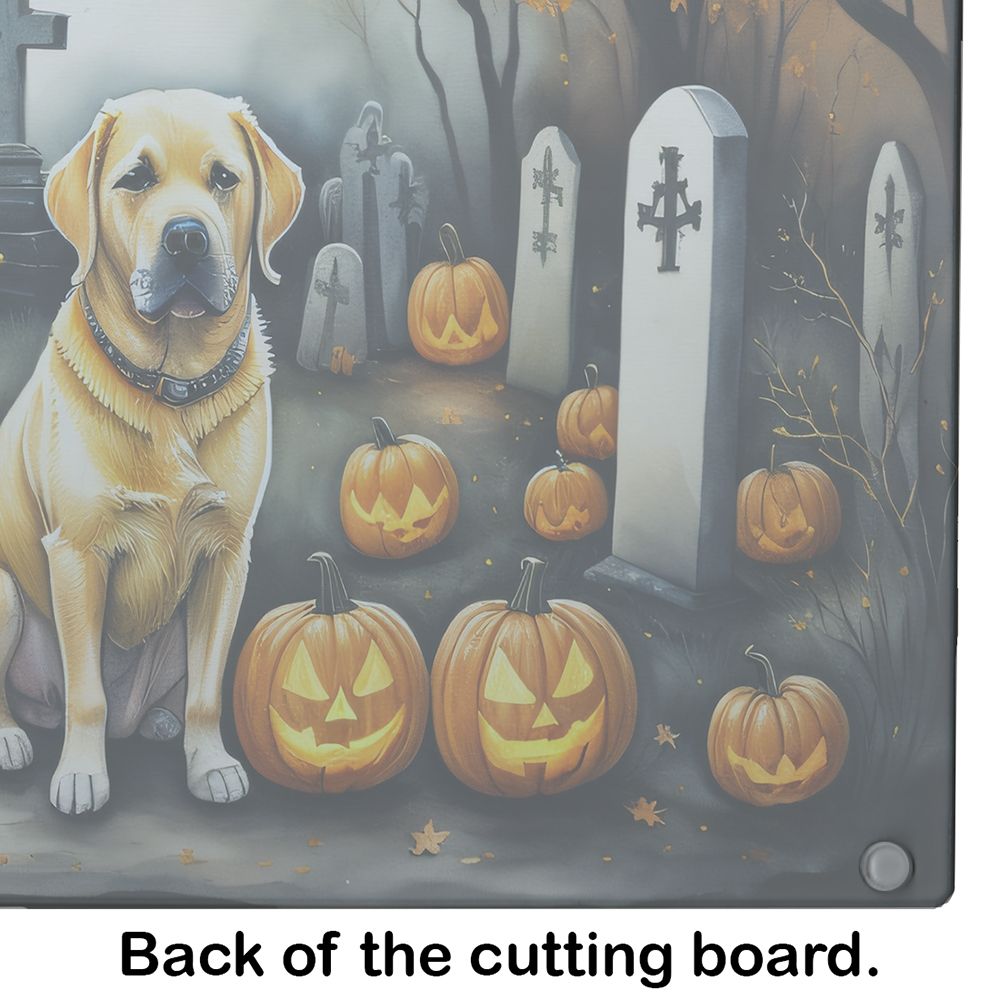 NEW Yellow Labrador Retriever Spooky Halloween Glass Cutting Board Decorative Tempered Glass Kitchen Cutting and Serving Board Large Size Chopping Board