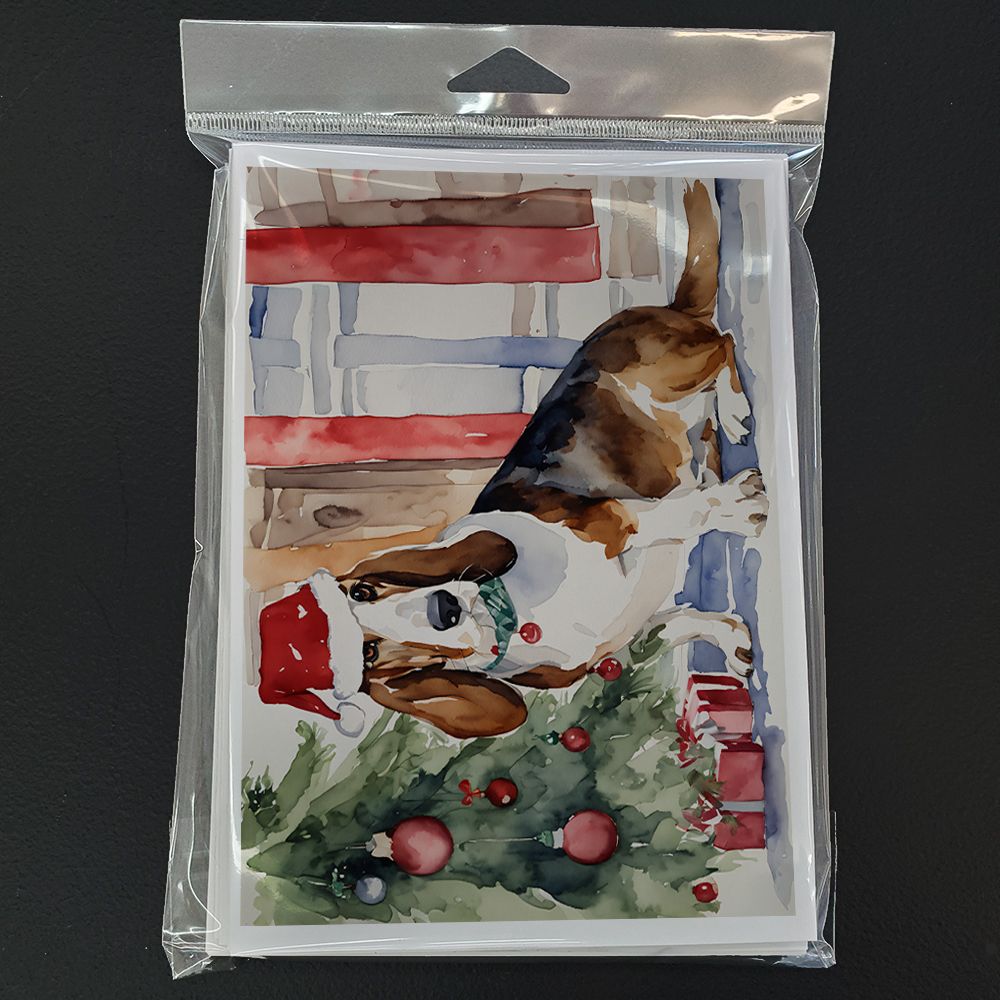Basset Hound Christmas Greeting Cards Pack of 8 Blank Cards with Envelopes Whimsical A7 Size 5x7 Blank Note Cards