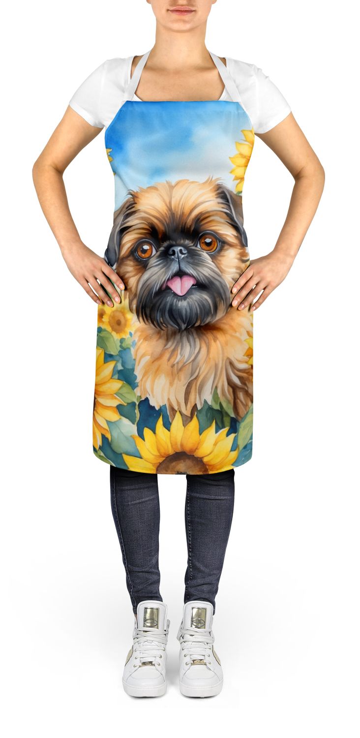 Brussels Griffon in Sunflowers Apron Cooking Kitchen Server Baking Crafts Gardening for Adult Women Men, Unisex, Large, Multicolor