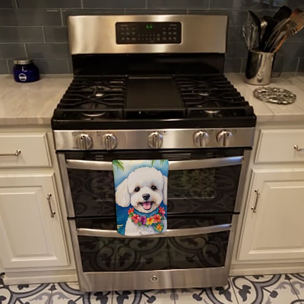Bichon Frise Luau Kitchen Towel Dish Cloths Guest Hand Towel Decorative Bathroom Towel for Face,Tea, Dishcloth, Kitchen and Bath
