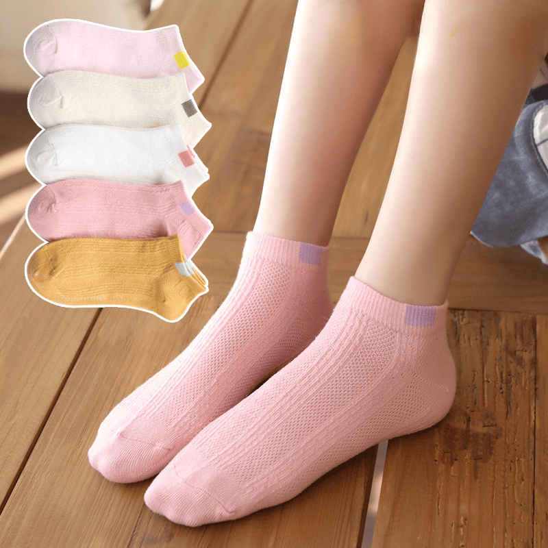 5Pairs Women Socks Short Boat Invisiable Chaussette Femme Skarpety Cotton Ankle Meias Sock Female Breathable Calcetines Mujer
