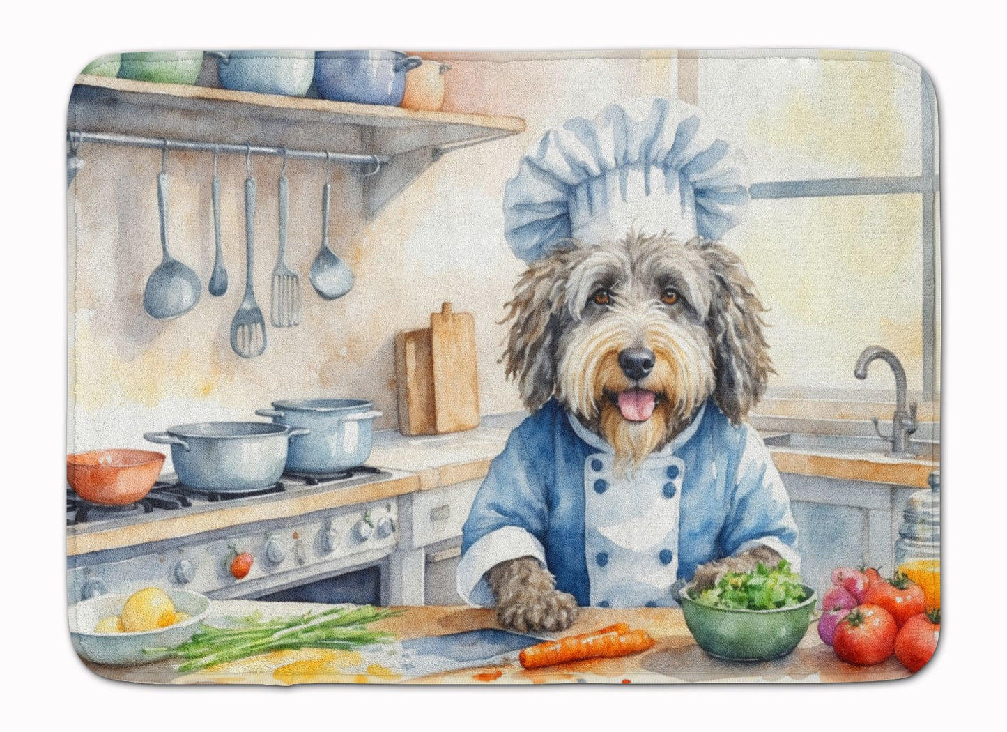 Bergamasco Sheepdog The Chef Memory Foam Kitchen Mat Machine Washable Anti-Fatigue Mat Cushion Comfort Bath Mat or Kitchen Rug