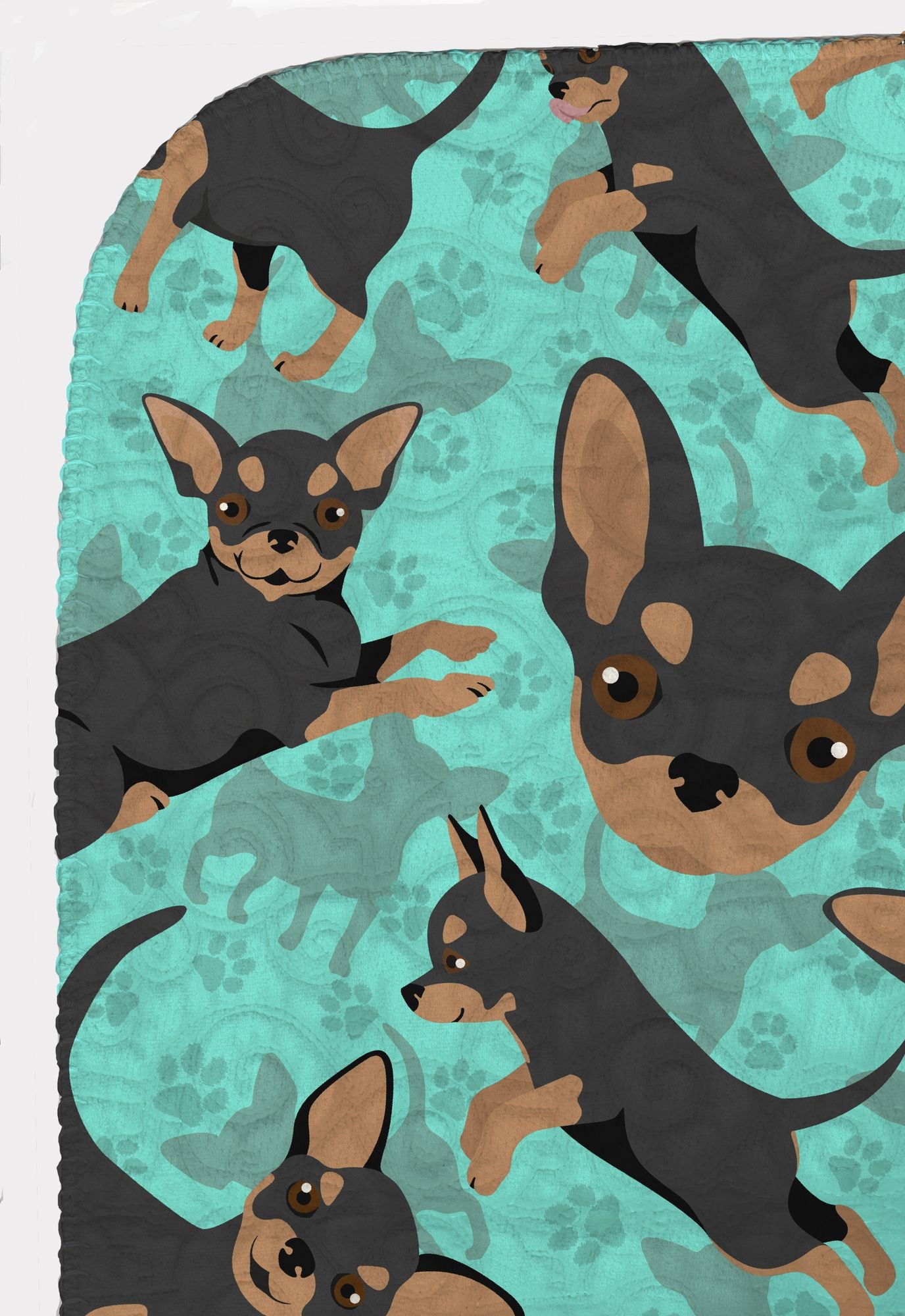 Black and Tan Chihuahua Quilted Blanket 50x60 Artwork Pattern Quilted Throw Blanket for Bed, Couch, Sofa, Soft and Lightweight