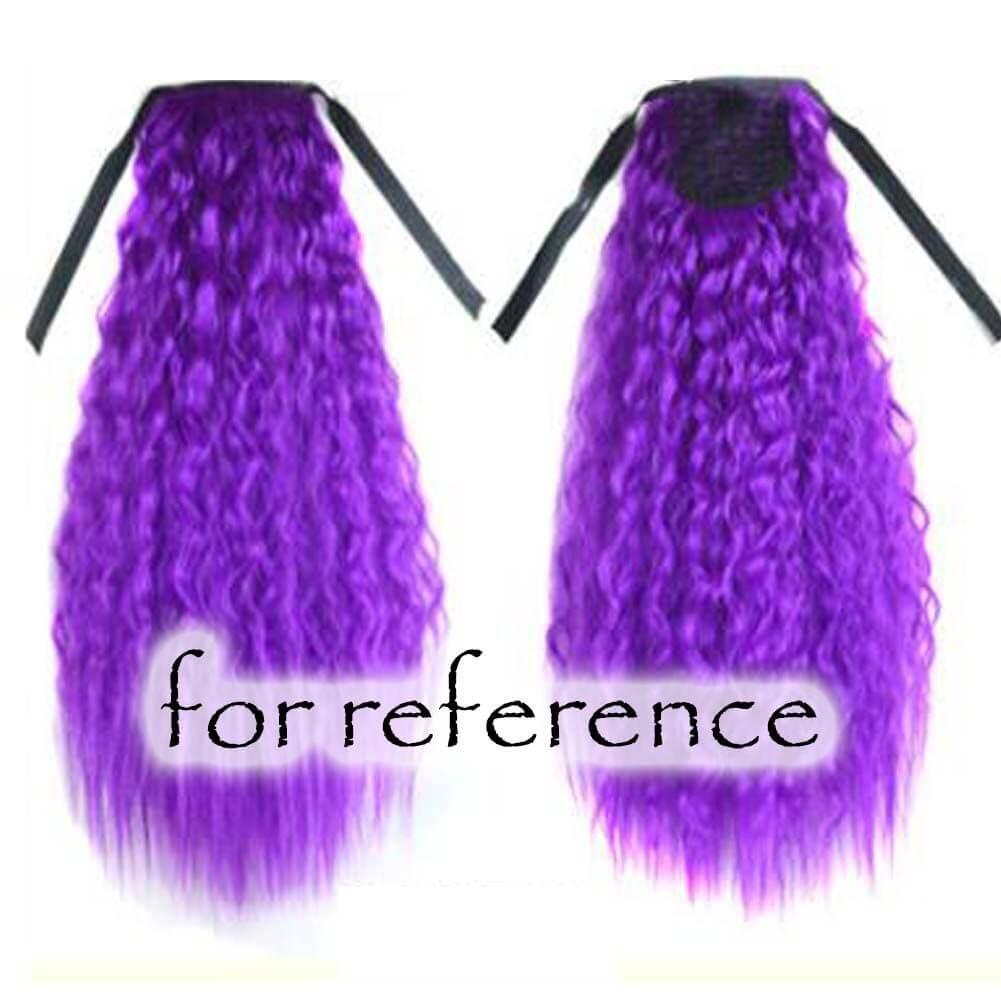 Wavy Curly Wrap Around Ponytail Wig Extension Woman Drawstring Synthetic Hair Extension Fluffy Hairpiece,Purple Halloween Dress Up Cosplay - Clothes For Her Online Store