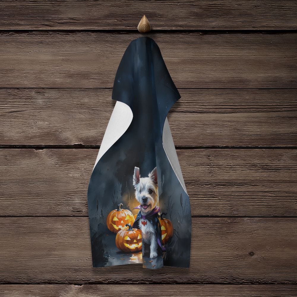 Westie Spaniel Puppy Halloween Kitchen Towel Dish Cloths Guest Hand Towel Decorative Bathroom Towel for Face,Tea, Dishcloth, Kitchen and Bath