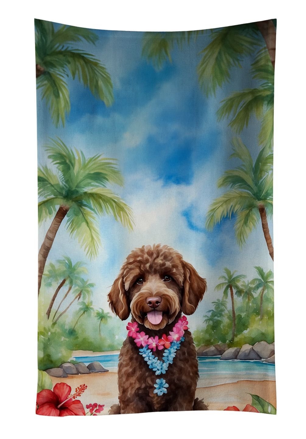 Labradoodle Luau Kitchen Towel Dish Cloths Guest Hand Towel Decorative Bathroom Towel for Face,Tea, Dishcloth, Kitchen and Bath