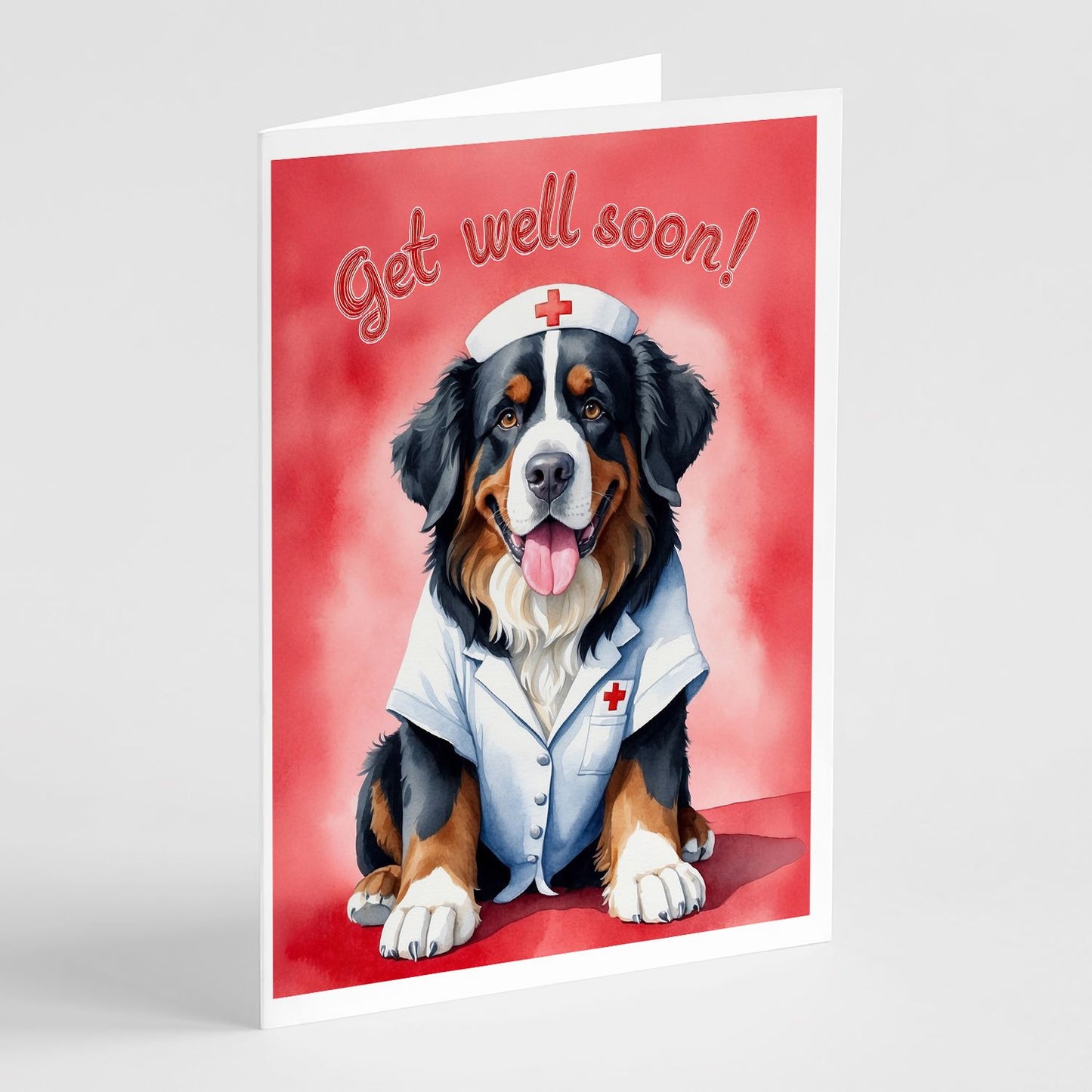 Bernese Mountain Dog Get Well Soon Greeting Cards Pack of 8 Blank Cards with Envelopes Whimsical A7 Size 5x7 Blank Note Cards