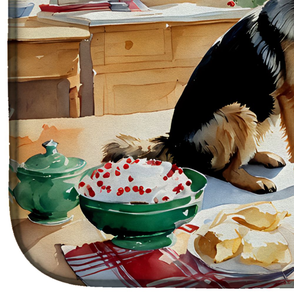 German Shepherd Christmas Cookies Dish Drying Mat Absorbent Dish Drying Mat Pad for Kitchen Counter Dish Drainer Mat for Countertop, 14 x 21", Multicolor