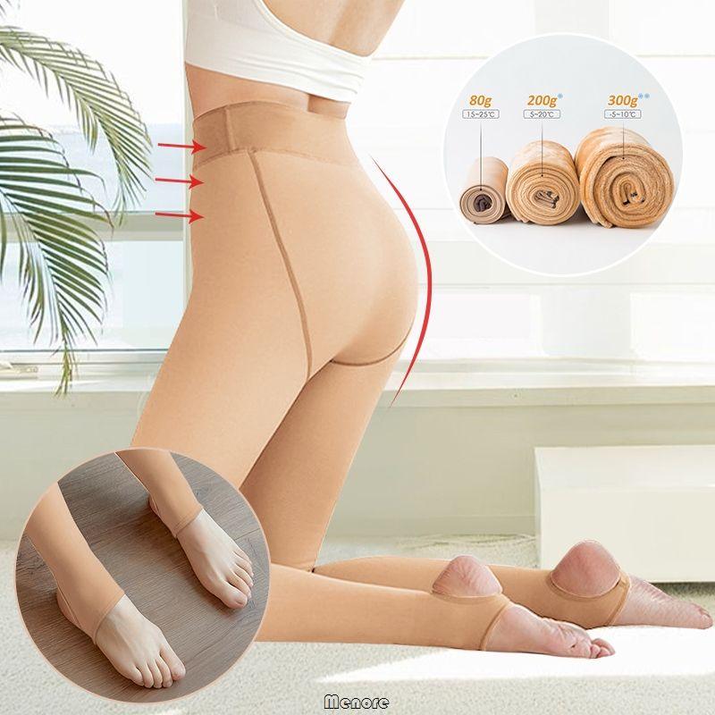 Winter Thermal Pantyhose Women Thicken Stockings Fake Translucent Pantyhose Fleece Lined Tights High Waist Elastic Wool Socks - Clothes For Her Online Store