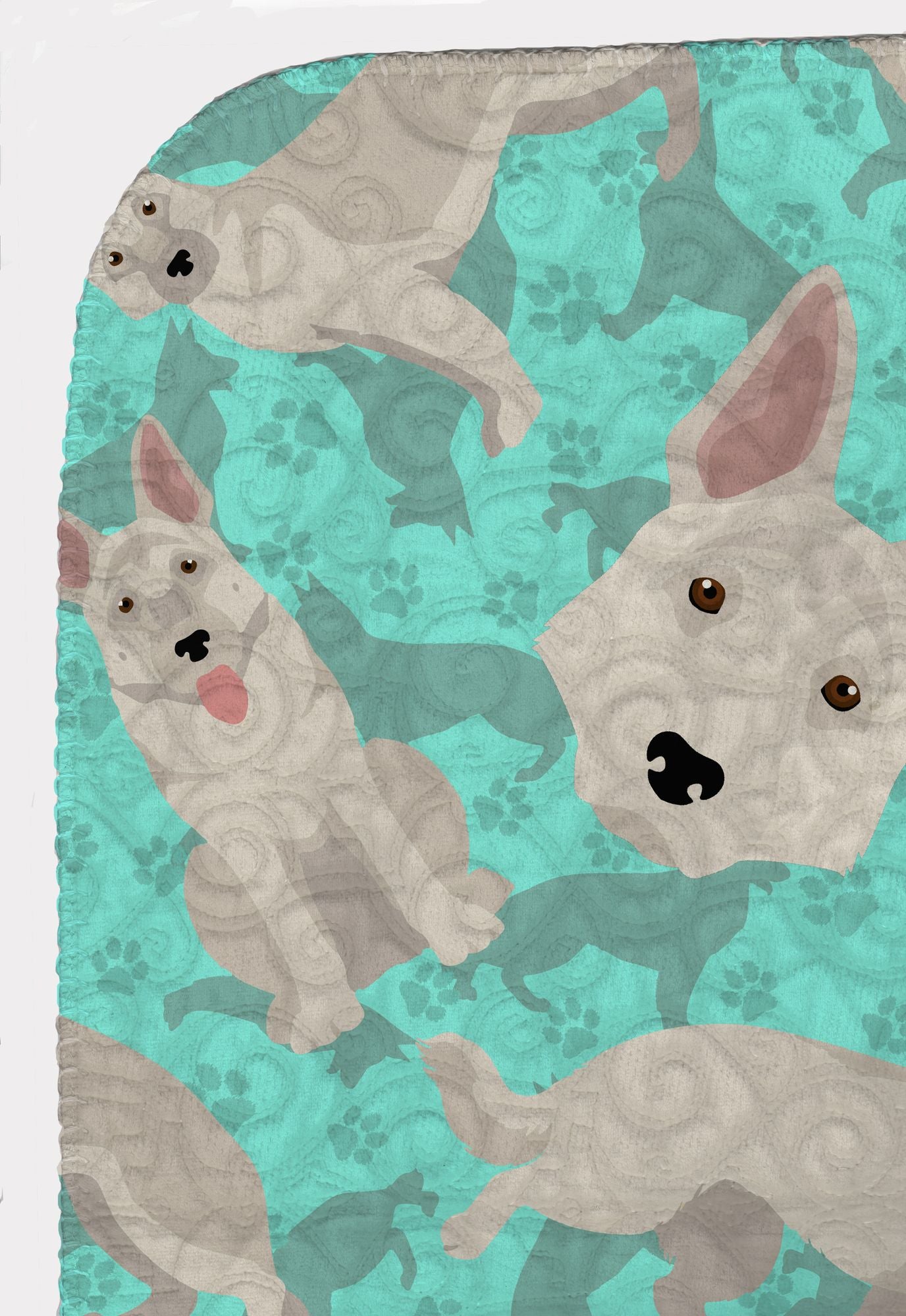 White German Shepherd Quilted Blanket 50x60 Artwork Pattern Quilted Throw Blanket for Bed, Couch, Sofa, Soft and Lightweight