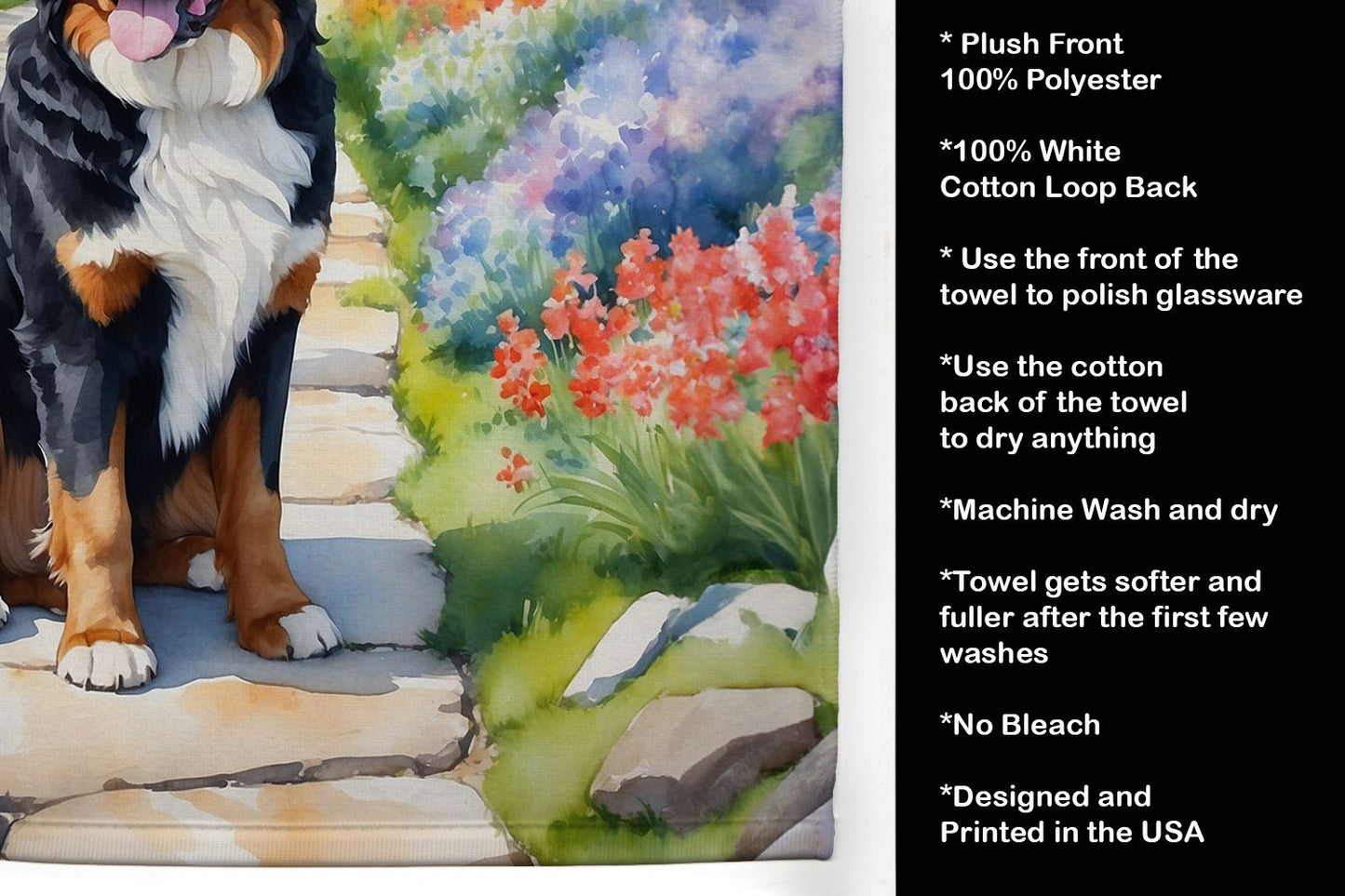 Bernese Mountain Dog Spring Path Kitchen Towel Dish Cloths Guest Hand Towel Decorative Bathroom Towel for Face,Tea, Dishcloth, Kitchen and Bath