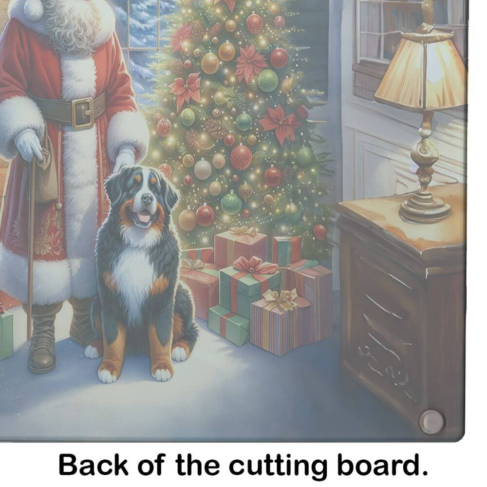 NEW Bernese Mountain Dog and Santa Claus Glass Cutting Board Decorative Tempered Glass Kitchen Cutting and Serving Board Large Size Chopping Board