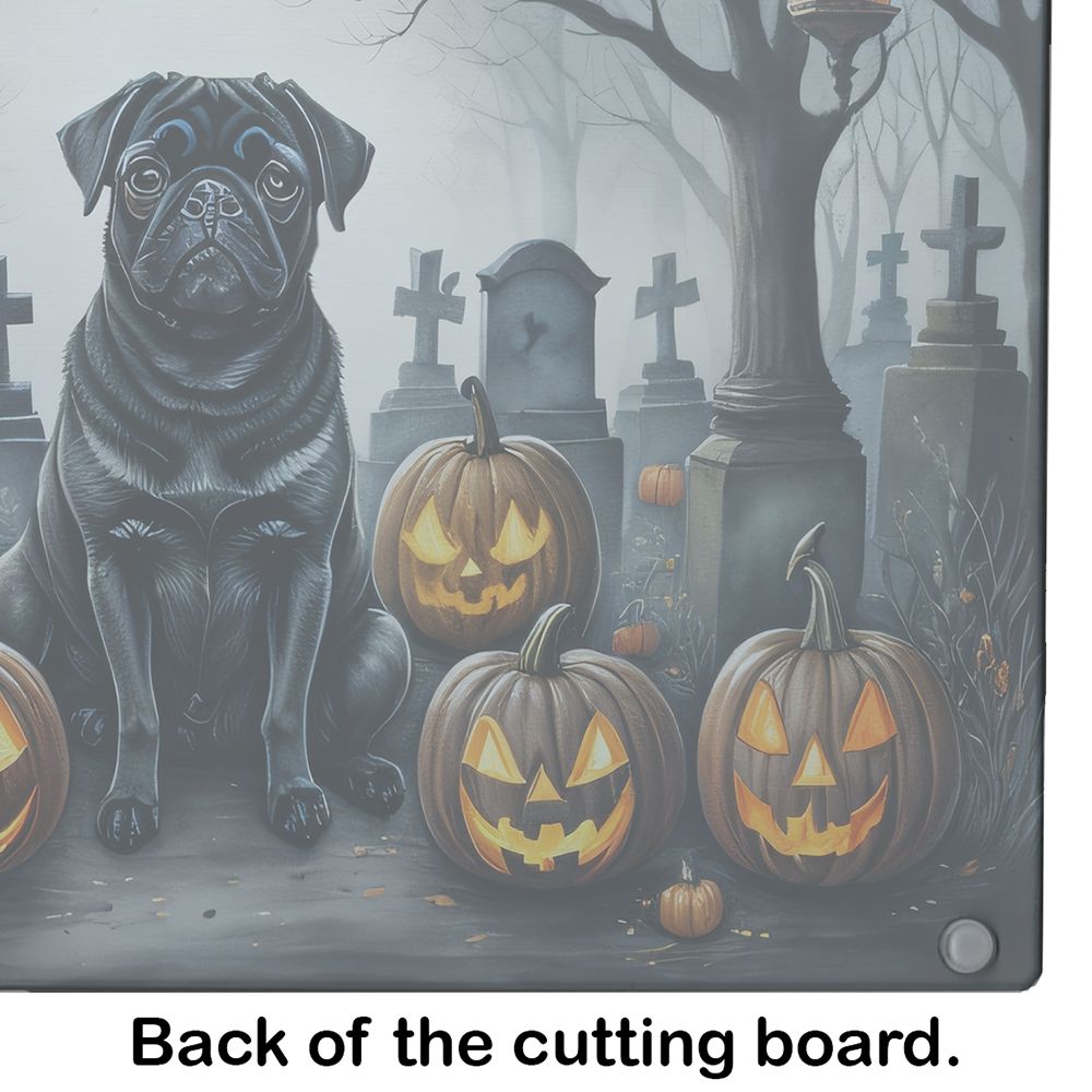 NEW Black Pug Spooky Halloween Glass Cutting Board Decorative Tempered Glass Kitchen Cutting and Serving Board Large Size Chopping Board