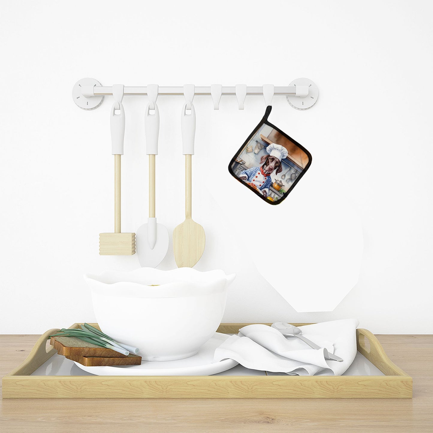 German Shorthaired Pointer The Chef Pair of Pot Holders Kitchen Heat Resistant Pot Holders Sets Oven Hot Pads for Cooking Baking BBQ, 7 1/2 x 7 1/2