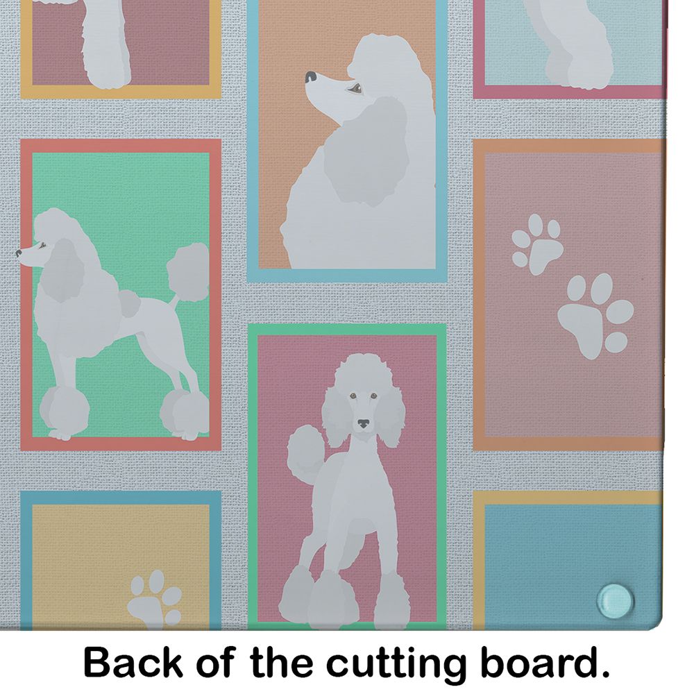 NEW Lots of White Standard Poodle Glass Cutting Board Decorative Tempered Glass Kitchen Cutting and Serving Board Large Size Chopping Board
