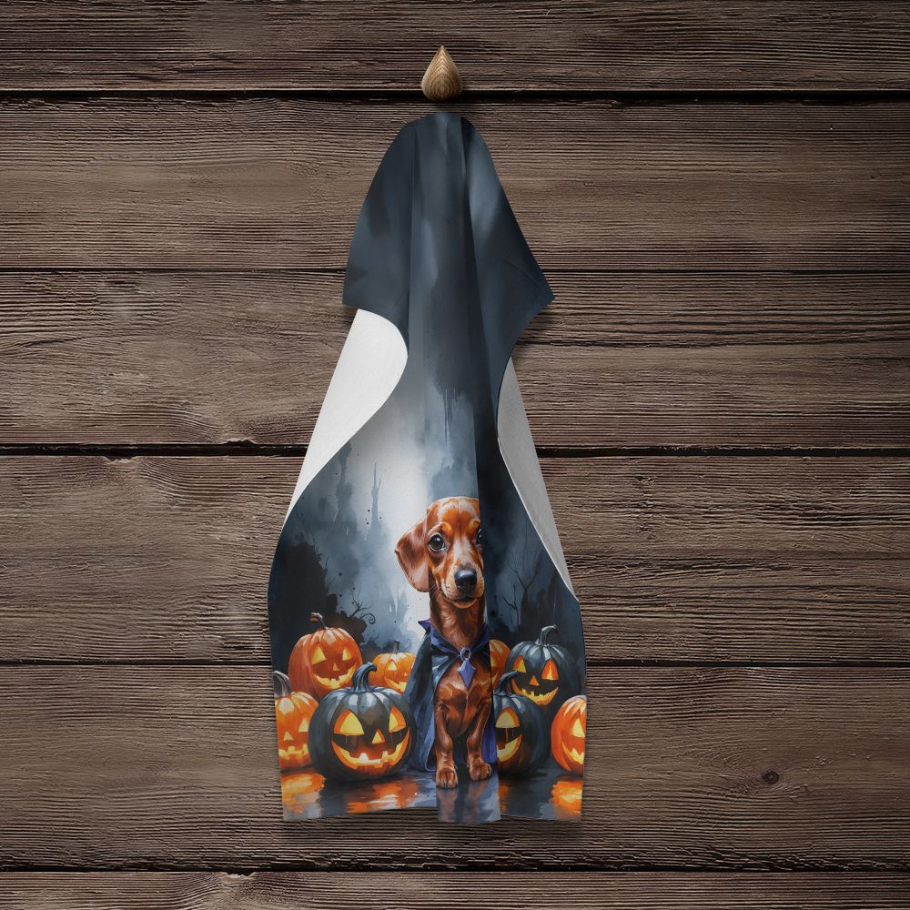 Red Dachshund Puppy Halloween Kitchen Towel Dish Cloths Guest Hand Towel Decorative Bathroom Towel for Face,Tea, Dishcloth, Kitchen and Bath