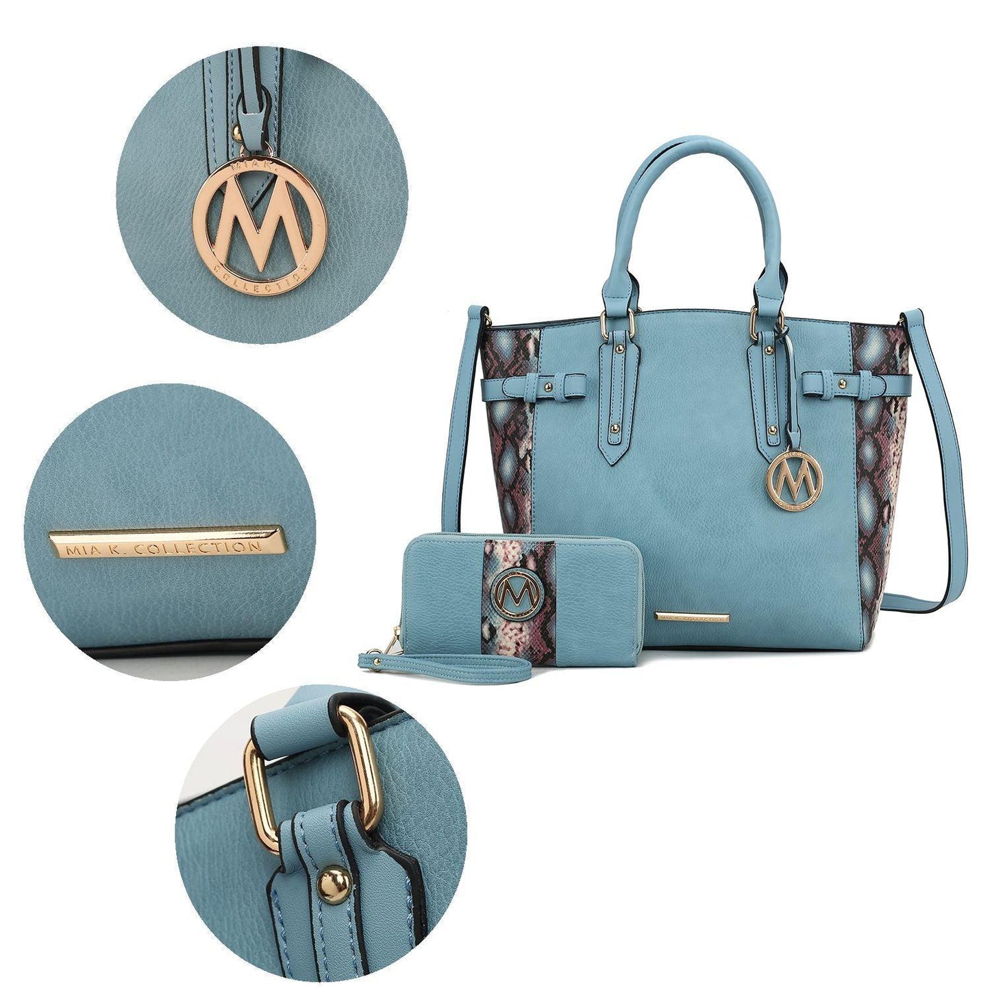 MKF Collection Joelle Faux Snake Embossed Women Tote bag with matching Wallet by Mia K - Clothes For Her Online Store