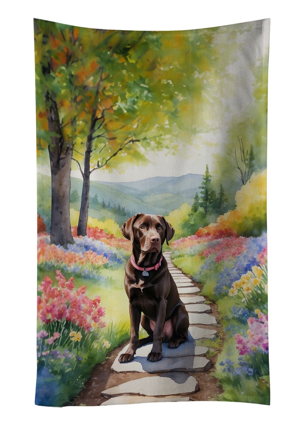 Labrador Retriever Spring Path Kitchen Towel Dish Cloths Guest Hand Towel Decorative Bathroom Towel for Face,Tea, Dishcloth, Kitchen and Bath