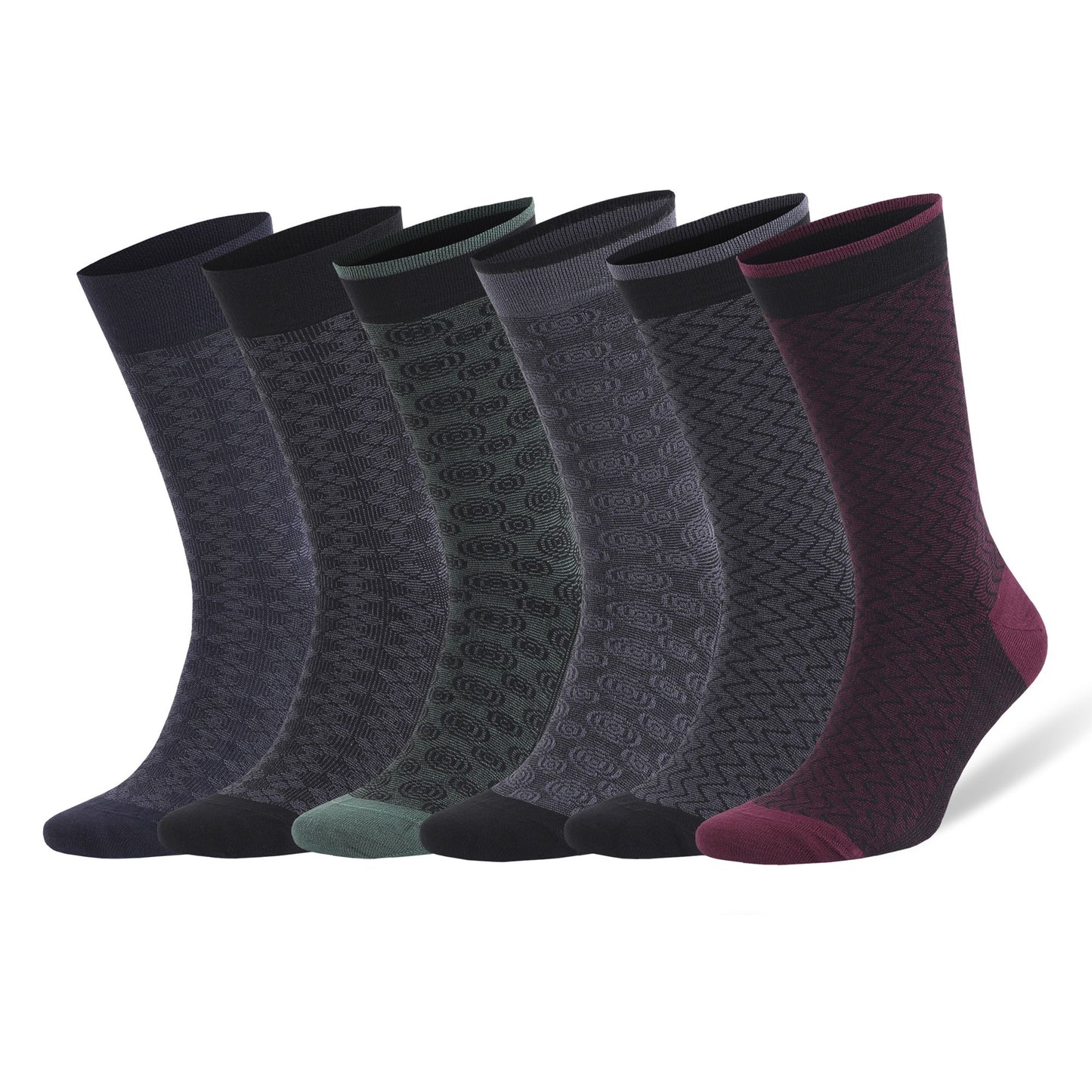 Bamboo Dress Socks for Men Bamboo Fiber Business Trouser Socks 6 Pairs with Gift Box