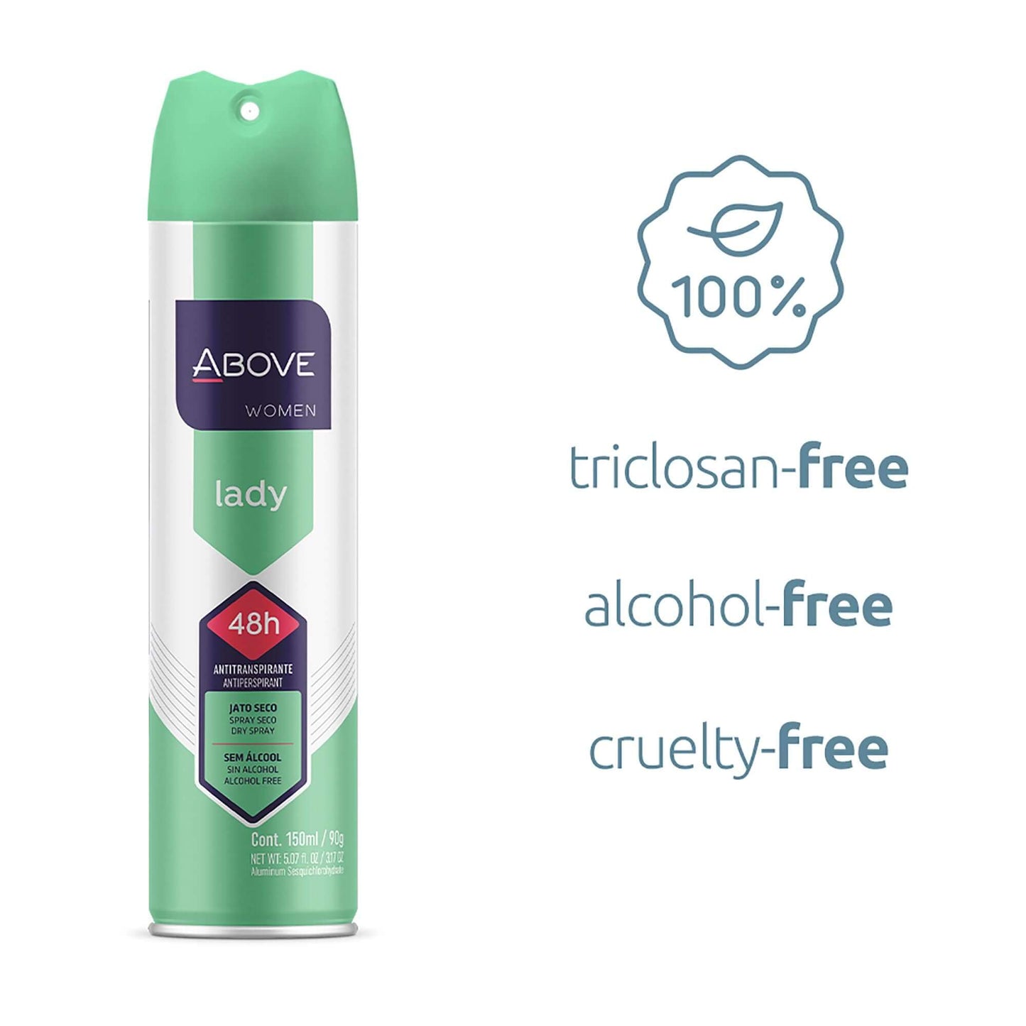 ABOVE Lady - 48 Hours Antiperspirant Deodorant - Dry Spray for Women - Notes of verbena, Raspberry and Pomegranate - Protects Against Sweat and Body Odor - Stain and Cruelty Free - 3.17 oz - Clothes For Her Online Store