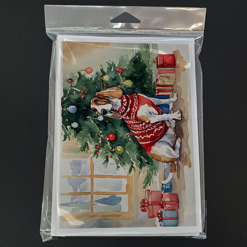 Basset Hound Christmas Greeting Cards Pack of 8 Blank Cards with Envelopes Whimsical A7 Size 5x7 Blank Note Cards