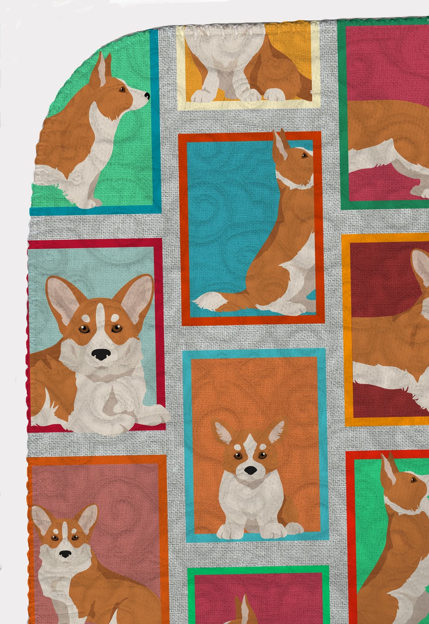 Lots of Red Cardigan Corgi Quilted Blanket 50x60 Artwork Pattern Quilted Throw Blanket for Bed, Couch, Sofa, Soft and Lightweight
