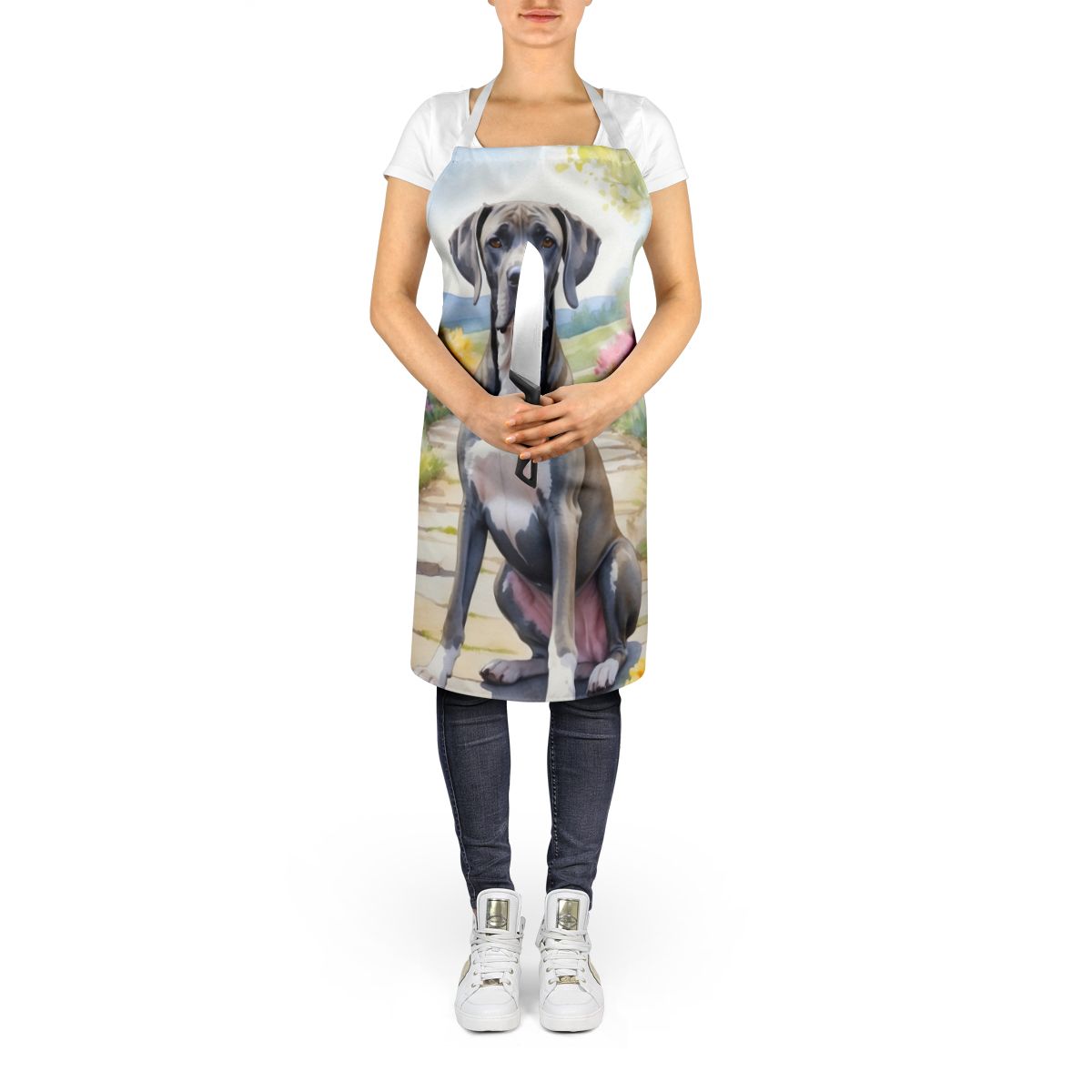 Great Dane Spring Path Apron Cooking Kitchen Server Baking Crafts Gardening for Adult Women Men, Unisex, Large, Multicolor