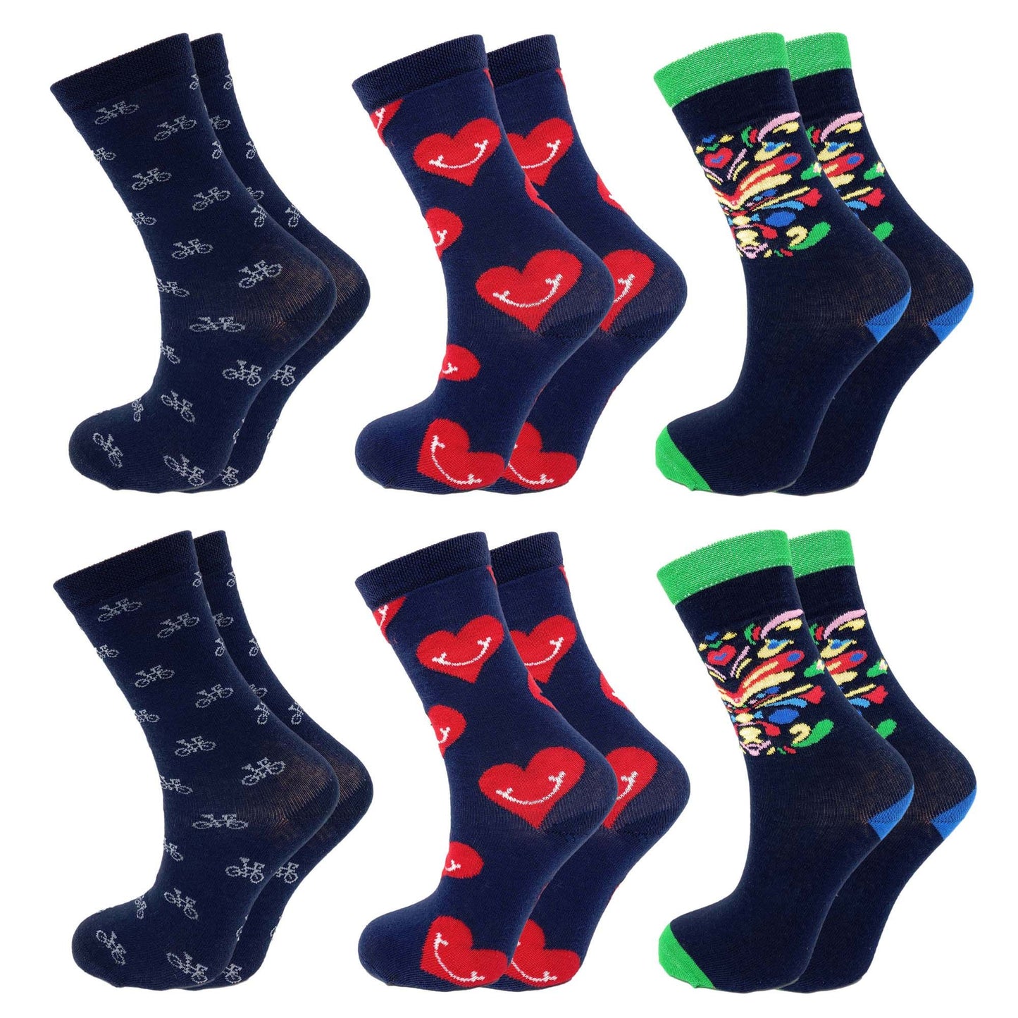 Colorful Funny Socks Novelty Crazy Cotton Crew Dress Socks 6 Pairs