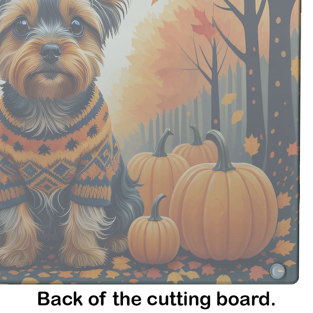 NEW Yorkshire Terrier Fall Glass Cutting Board Decorative Tempered Glass Kitchen Cutting and Serving Board Large Size Chopping Board