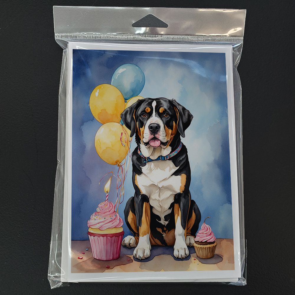 Greater Swiss Mountain Dog Happy Birthday Greeting Cards Pack of 8 Blank Cards with Envelopes Whimsical A7 Size 5x7 Blank Note Cards