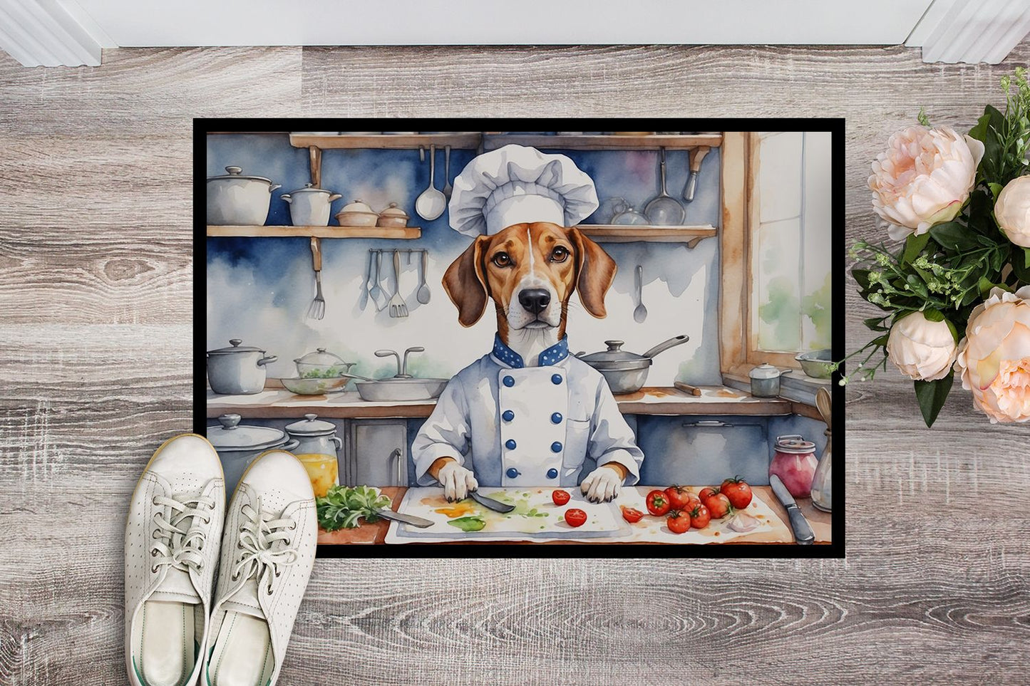 American Foxhound The Chef Doormat Front Door Mat Indoor Outdoor Rugs for Entryway, Non Slip Washable Low Pile, 24H X 36W