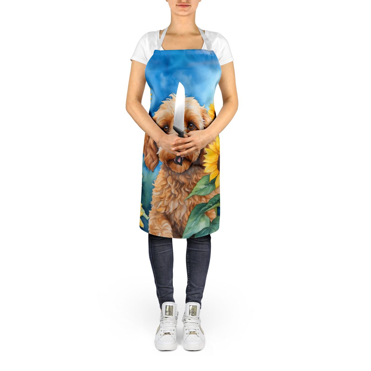 Cockapoo in Sunflowers Apron Cooking Kitchen Server Baking Crafts Gardening for Adult Women Men, Unisex, Large, Multicolor