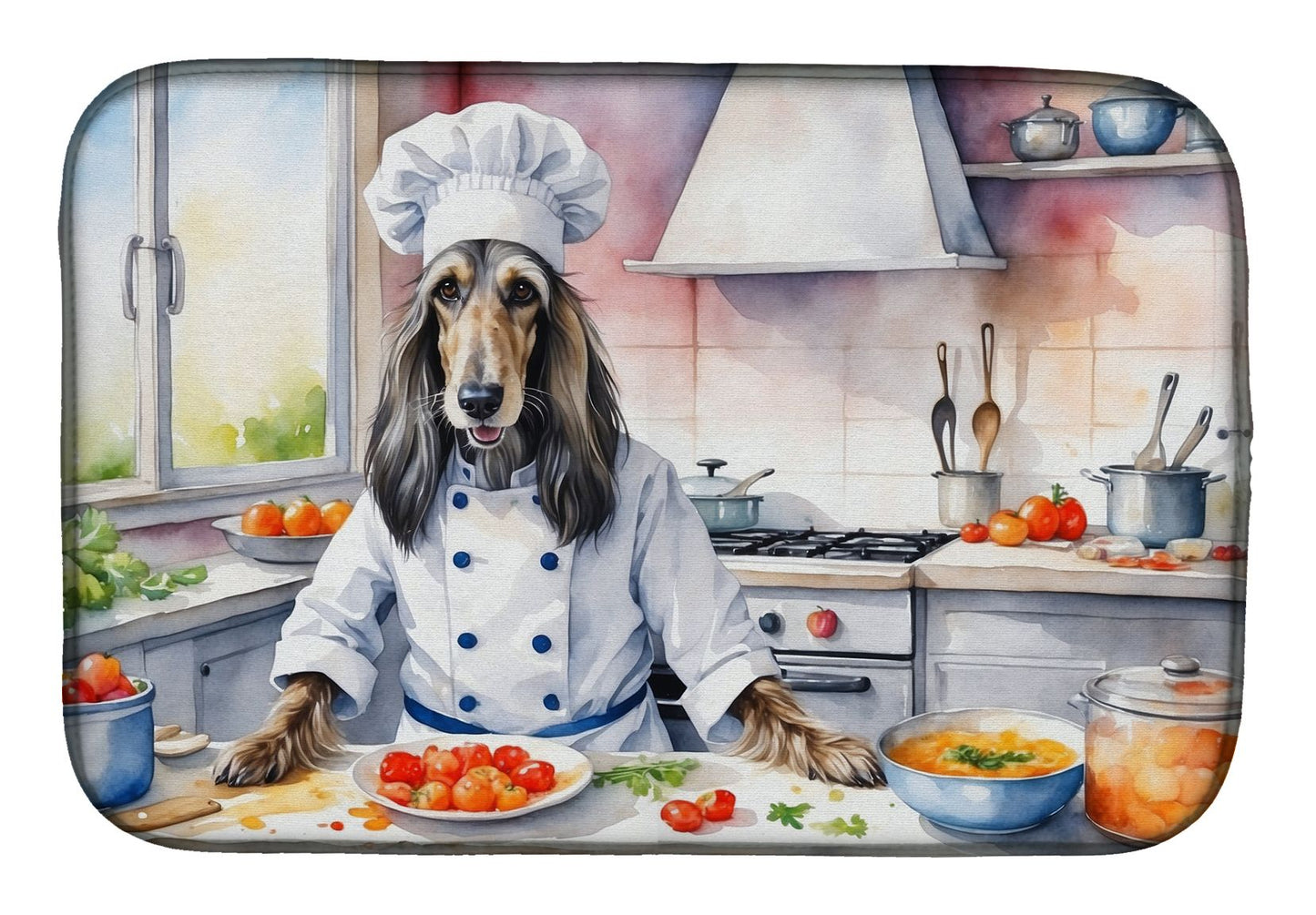 Afghan Hound The Chef Dish Drying Mat Absorbent Dish Drying Mat Pad for Kitchen Counter Dish Drainer Mat for Countertop, 14 x 21", Multicolor