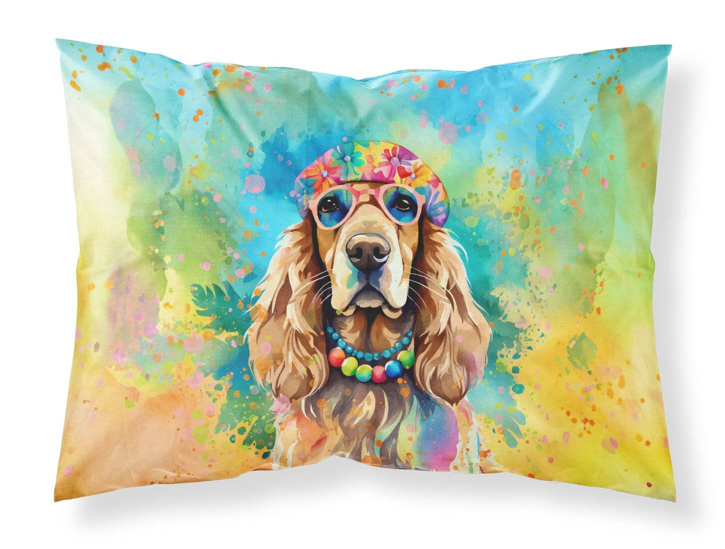 Cocker Spaniel Hippie Dawg Standard Pillowcase Lightweight Super Soft Easy Care Decorative Artwork Pillowcase, Standard