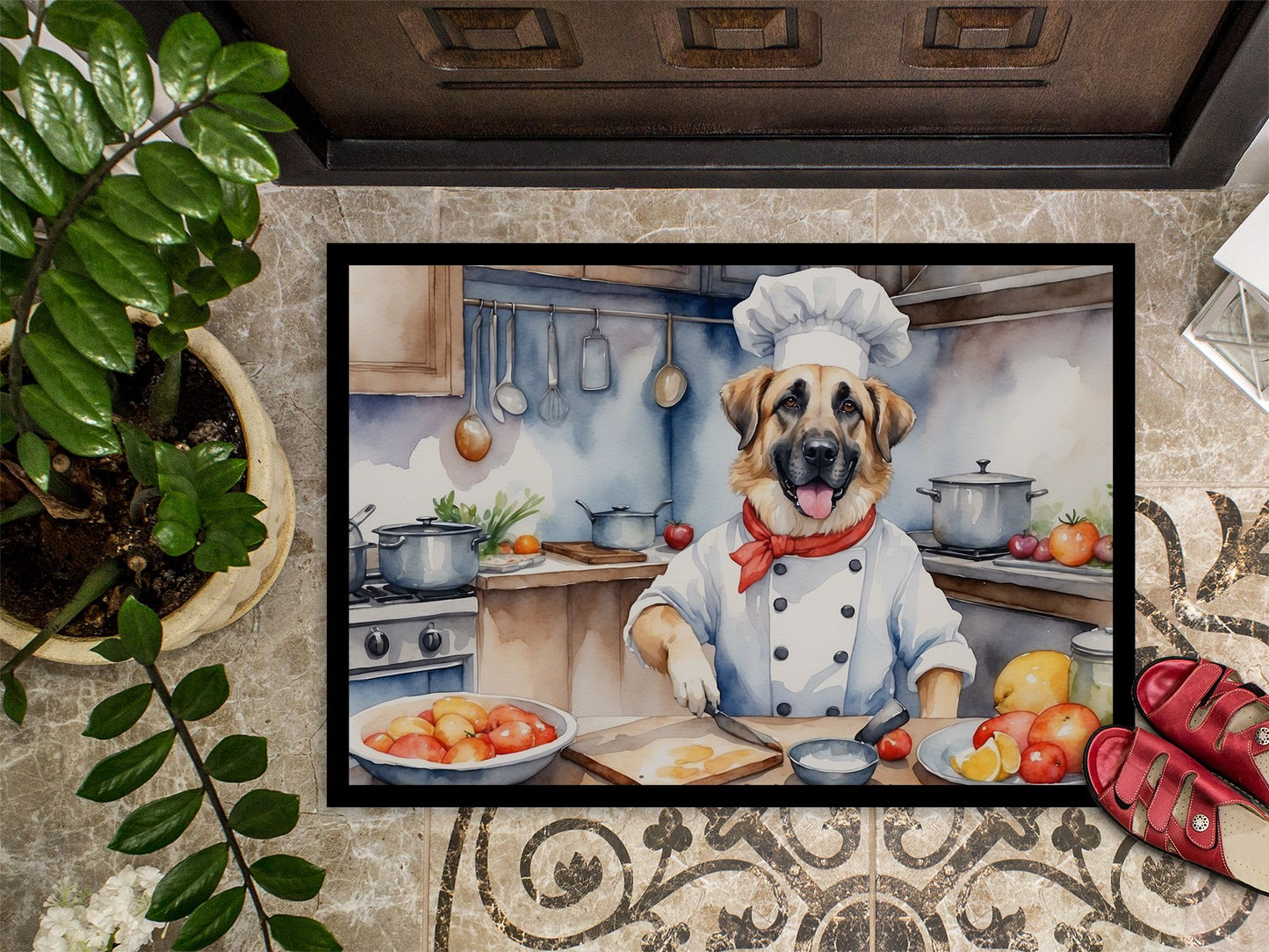 Anatolian Shepherd The Chef Doormat Front Door Mat Indoor Outdoor Rugs for Entryway, Non Slip Washable Low Pile, 24H X 36W