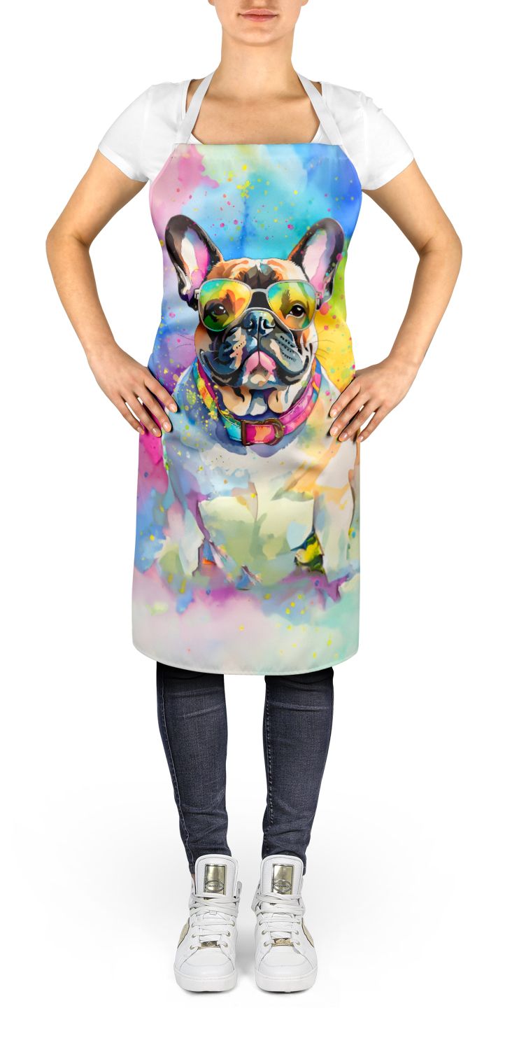 French Bulldog Hippie Dawg Apron Cooking Kitchen Server Baking Crafts Gardening for Adult Women Men, Unisex, Large, Multicolor