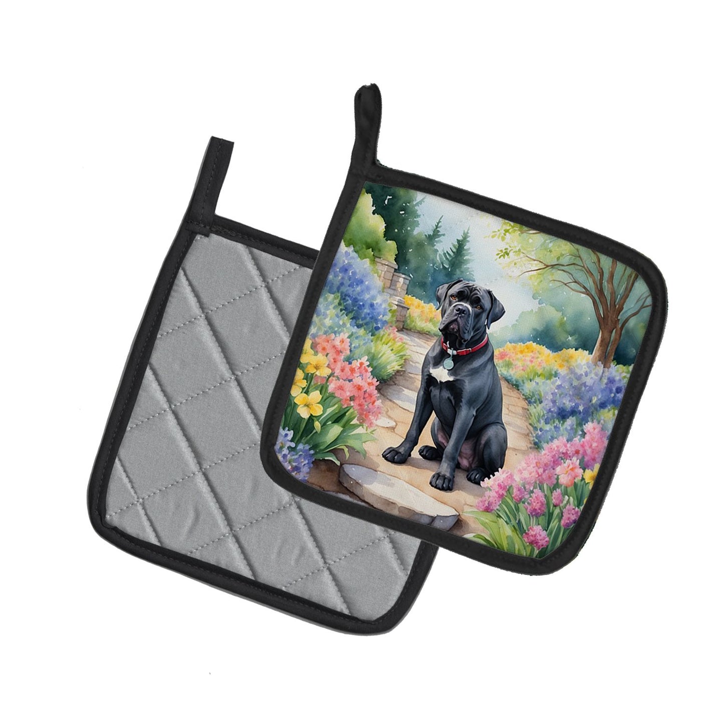 Cane Corso Spring Path Pair of Pot Holders Kitchen Heat Resistant Pot Holders Sets Oven Hot Pads for Cooking Baking BBQ, 7 1/2 x 7 1/2