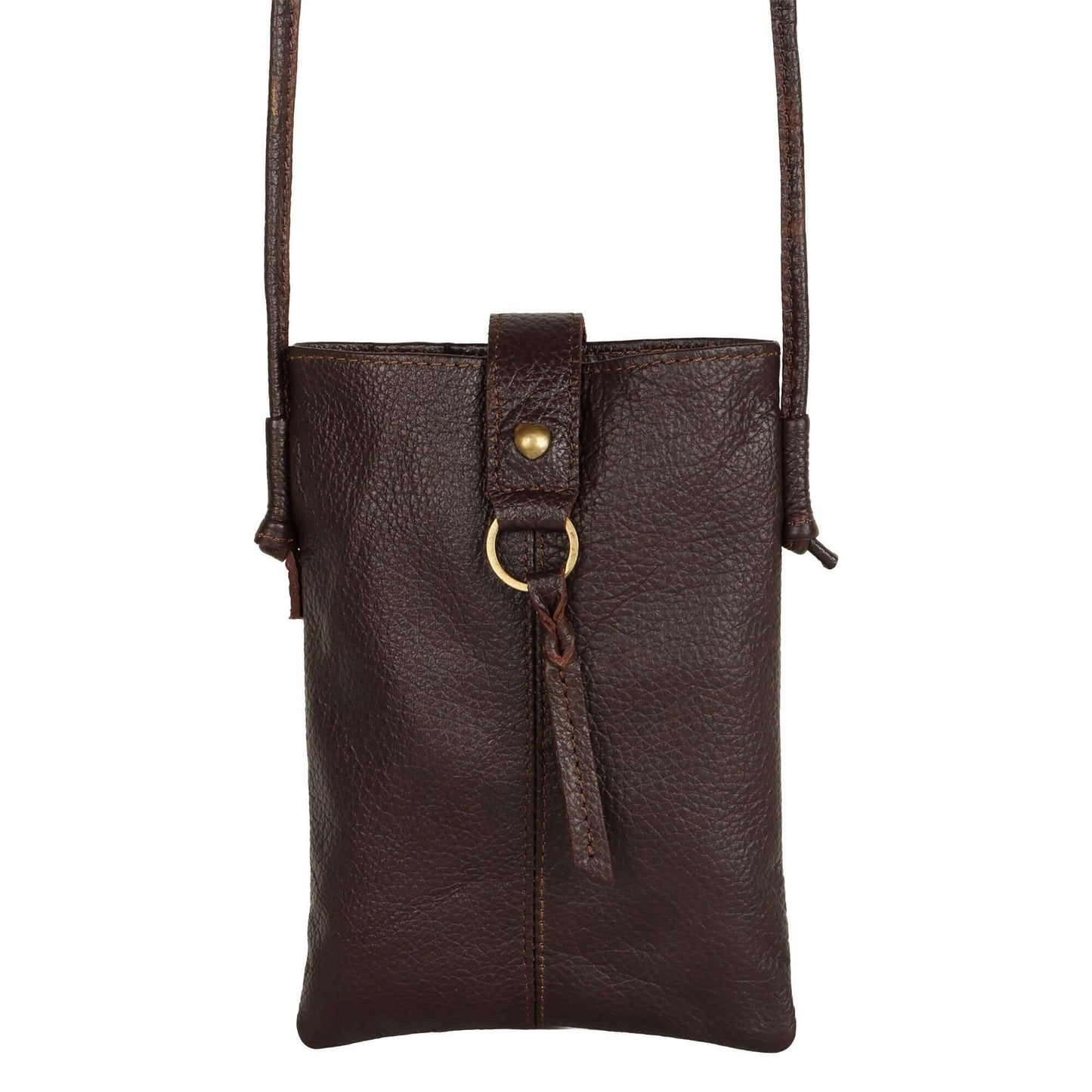 Jennie Small crossbody bag w/ slim strap closure & tassel - Mahogany Brown