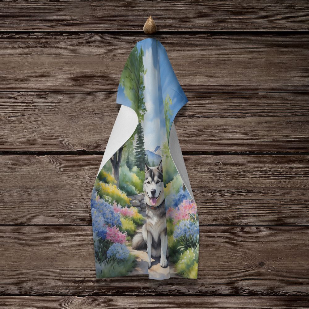 Alaskan Malamute Spring Garden Kitchen Towel Dish Cloths Guest Hand Towel Decorative Bathroom Towel for Face,Tea, Dishcloth, Kitchen and Bath