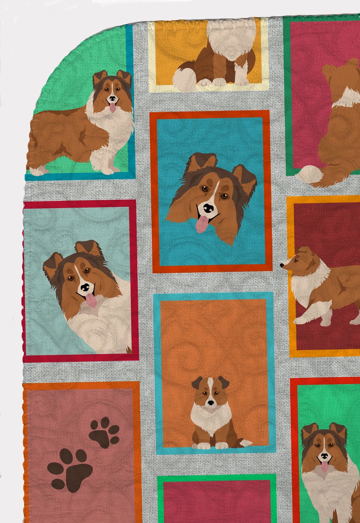 Lots of Sheltie Quilted Blanket 50x60 Artwork Pattern Quilted Throw Blanket for Bed, Couch, Sofa, Soft and Lightweight
