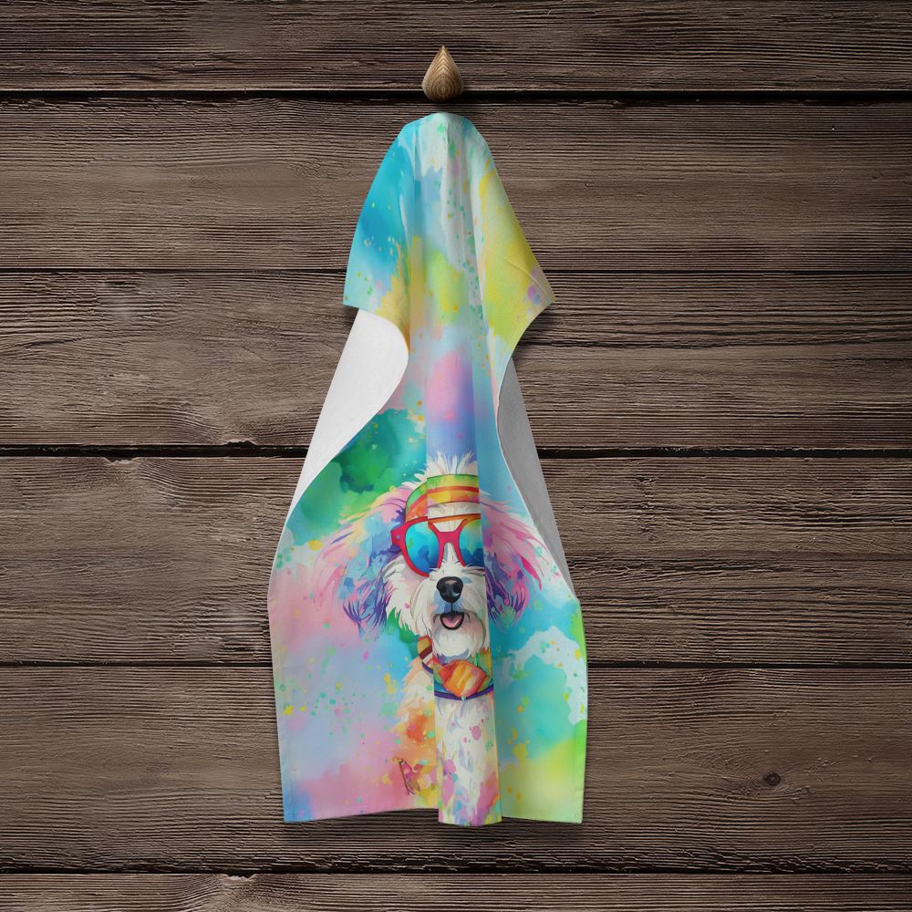 Bichon Frise Hippie Dawg Kitchen Towel Dish Cloths Guest Hand Towel Decorative Bathroom Towel for Face,Tea, Dishcloth, Kitchen and Bath