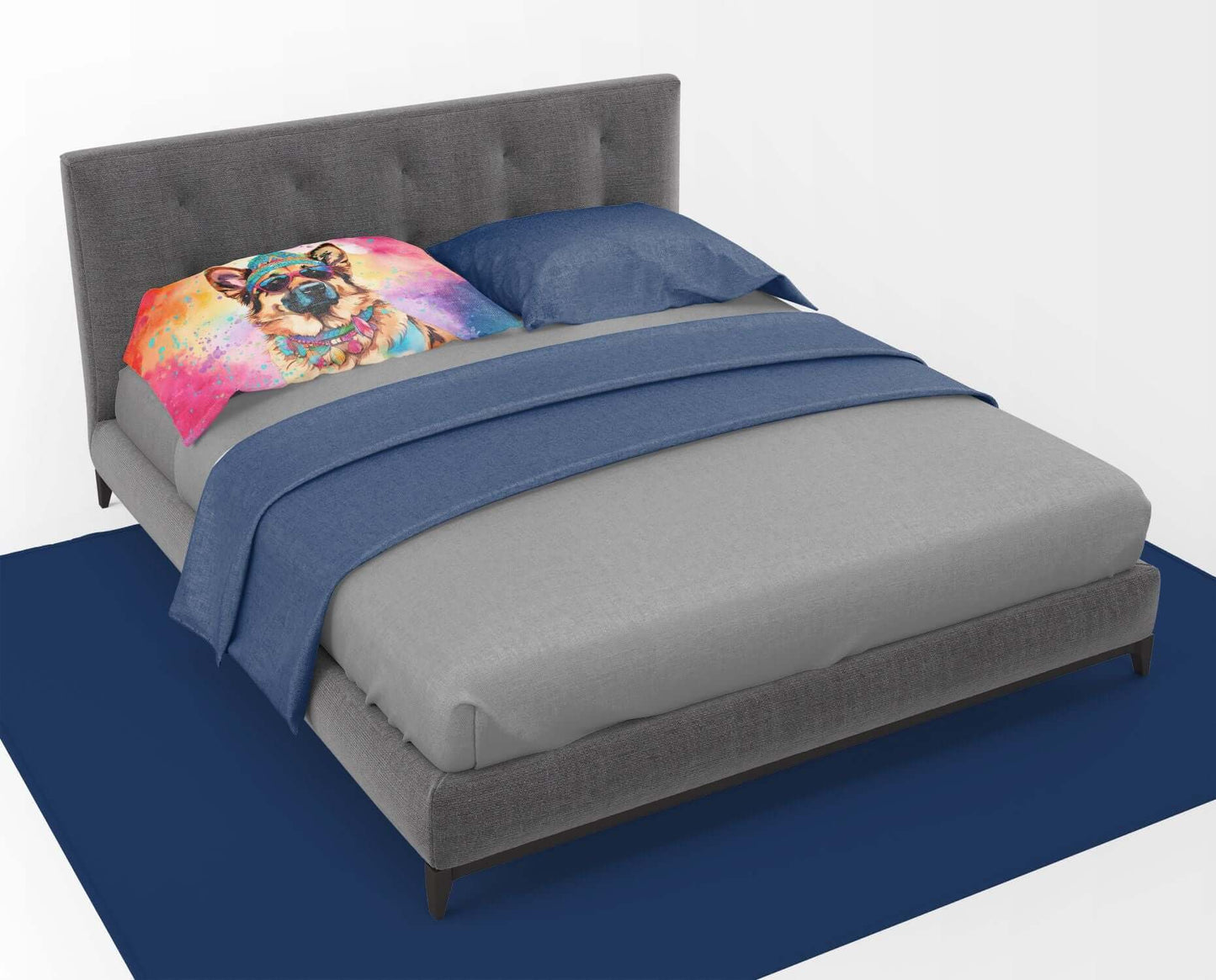 German Shepherd Hippie Dawg Standard Pillowcase Lightweight Super Soft Easy Care Decorative Artwork Pillowcase, Standard