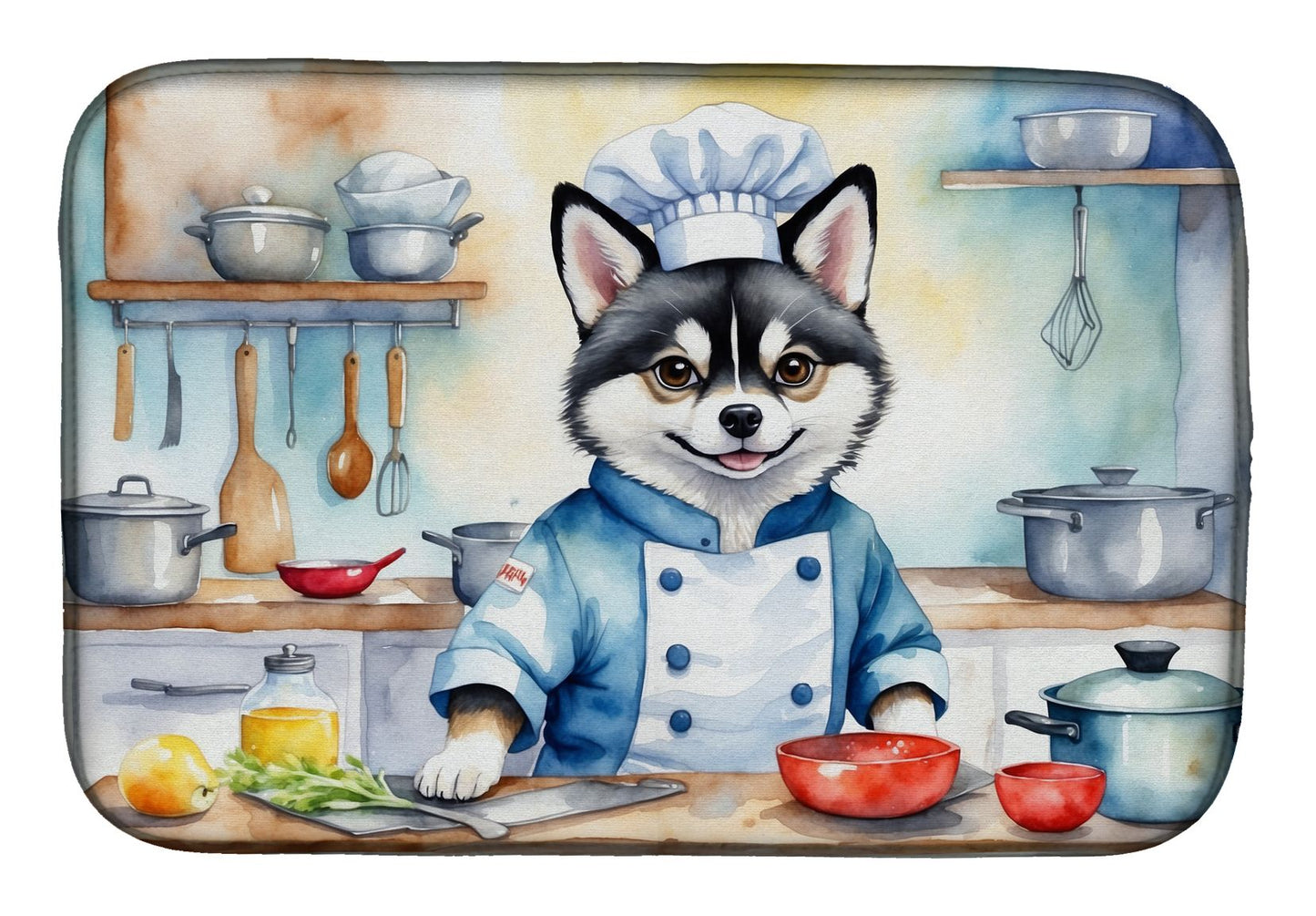 Alaskan Klee Kai The Chef Dish Drying Mat Absorbent Dish Drying Mat Pad for Kitchen Counter Dish Drainer Mat for Countertop, 14 x 21", Multicolor