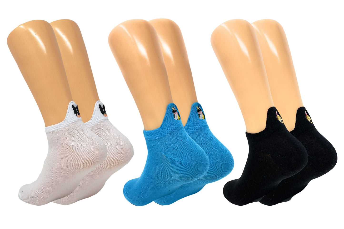 Dog Embroidered Ankle Socks Cute Dog Print Low Cut Ankle Socks 3 Pairs