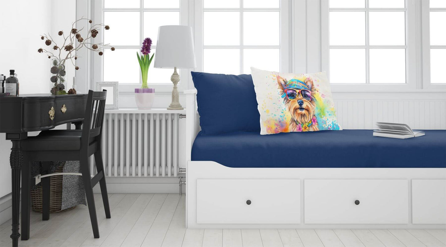 Yorkshire Terrier Hippie Dawg Standard Pillowcase Lightweight Super Soft Easy Care Decorative Artwork Pillowcase, Standard