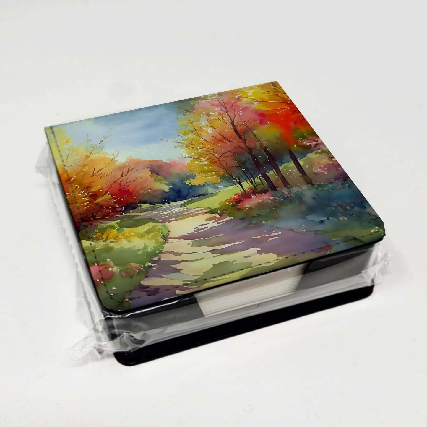 North Carolina Dogwoods in Watercolor PU Leather Note Paper Holder with Artist-Designed Cover, Desk Accessory, Office Gift