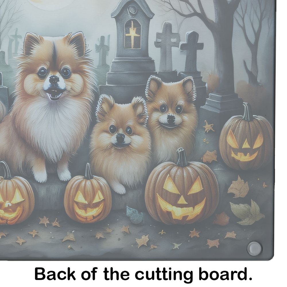 NEW Pomeranian Spooky Halloween Glass Cutting Board Decorative Tempered Glass Kitchen Cutting and Serving Board Large Size Chopping Board